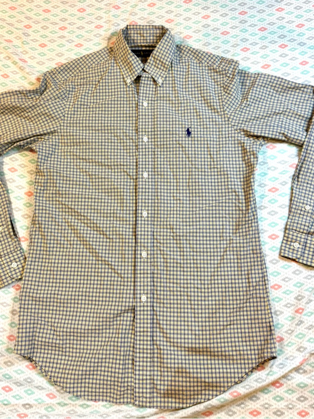 Men’s Ralph Lauren Plaid Button Down Shirt Size Small Yellow/Blue